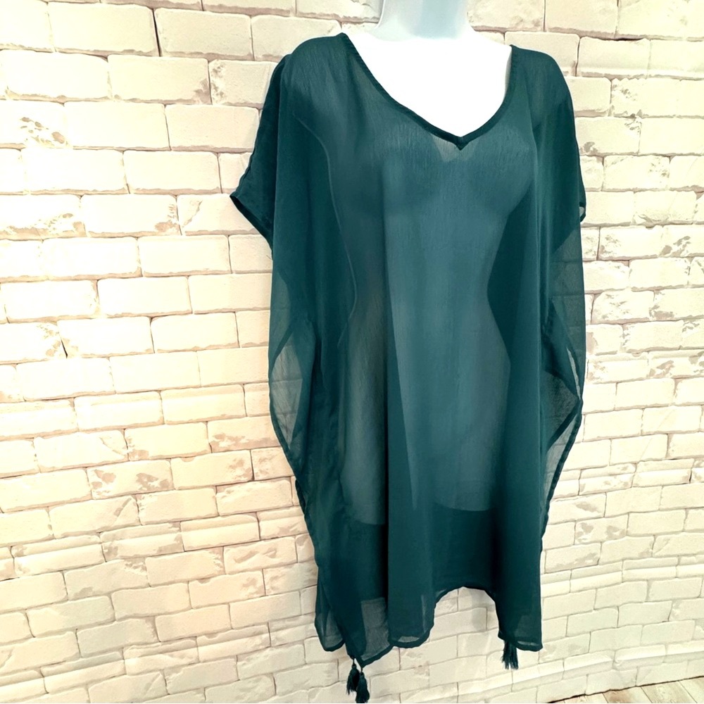 Kona Sol Teal Swimsuit Sheer Coverup size L